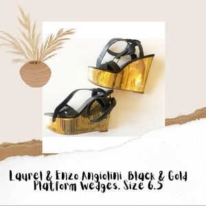 Enzo Angiolini Zamaz Black & Gold Platforms 6.5